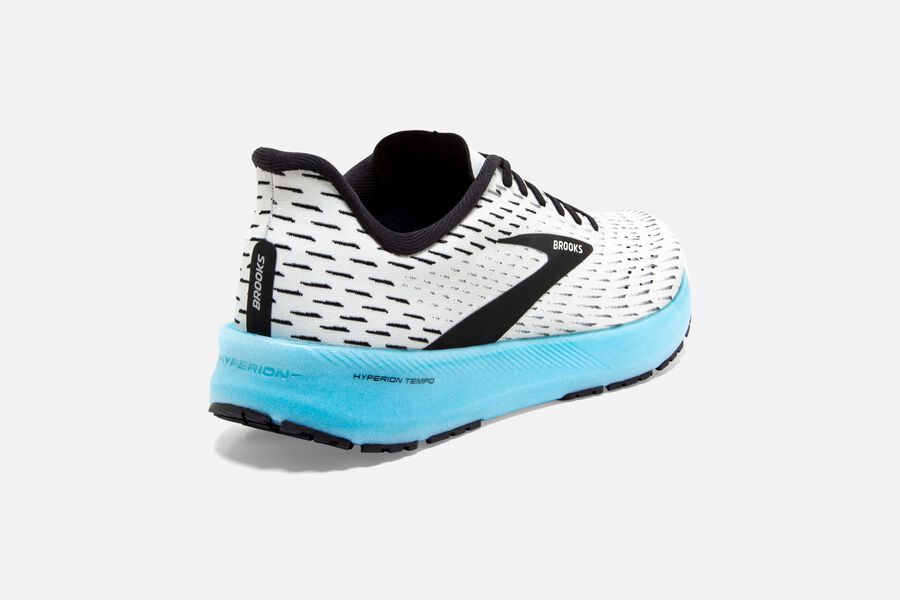 Brooks Running Shoes - Hyperion Tempo Road Mens - White/Black/Turquoise - VKO-748296